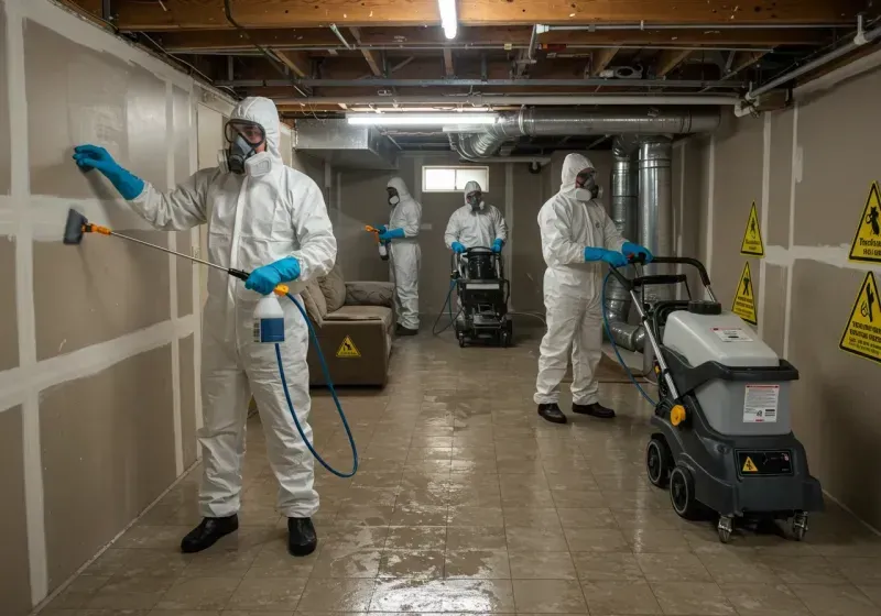 Basement Moisture Removal and Structural Drying process in South Windham, ME